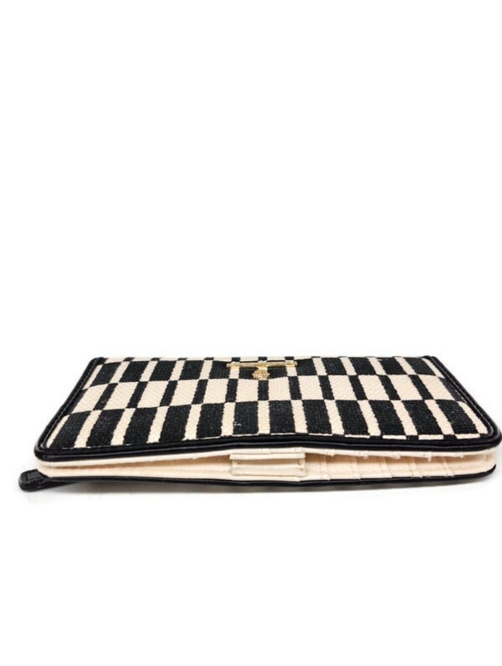Spartina 449 West RFID Bluff Black & Ivory Woven Linen Leather Bi-Fold Wallet - Picture 4 of 13
